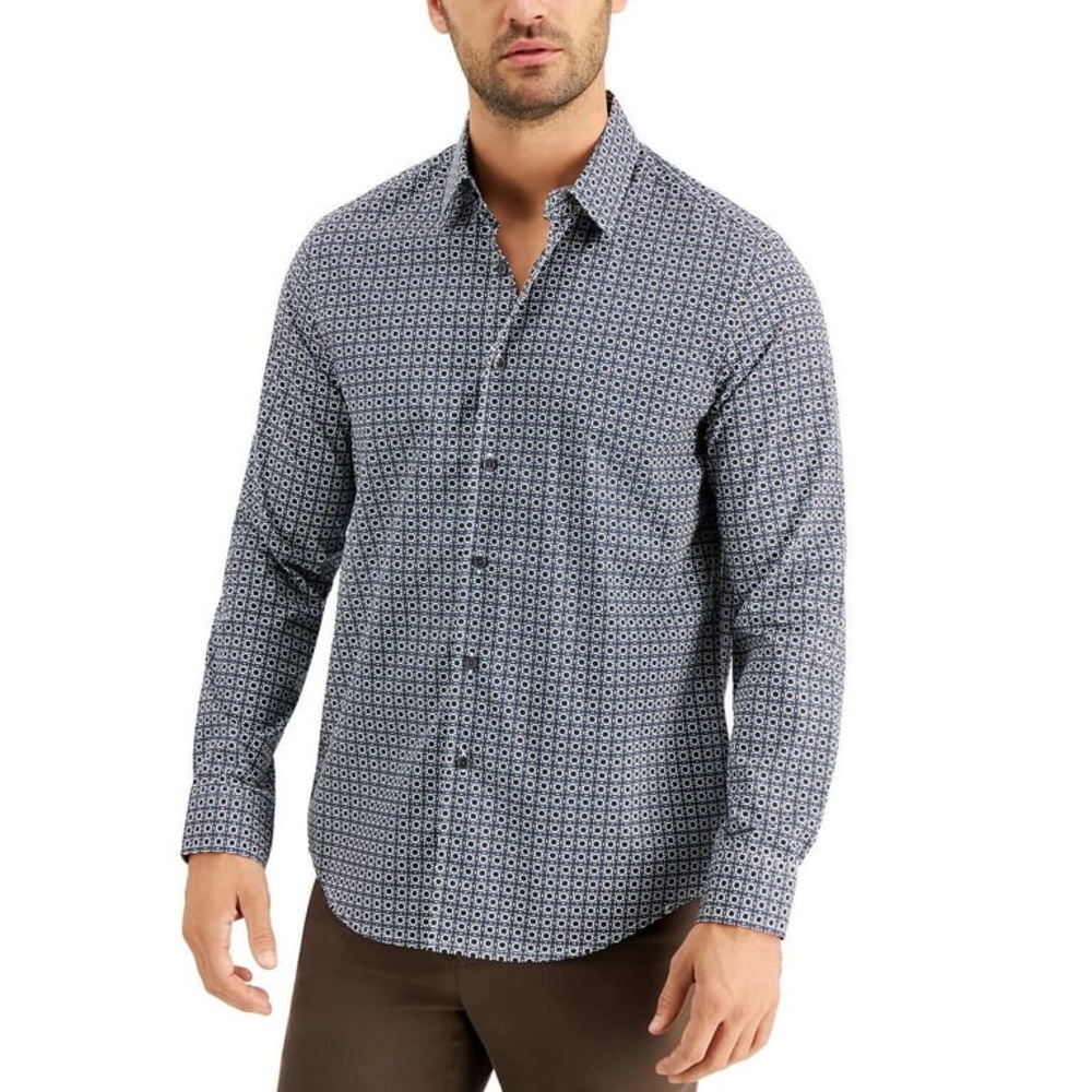 Tasso Elba Gray Casual Button Down Shirt